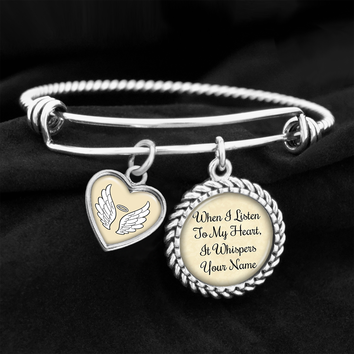 When I Listen To My Heart, It Whispers Your Name Charm Bracelet