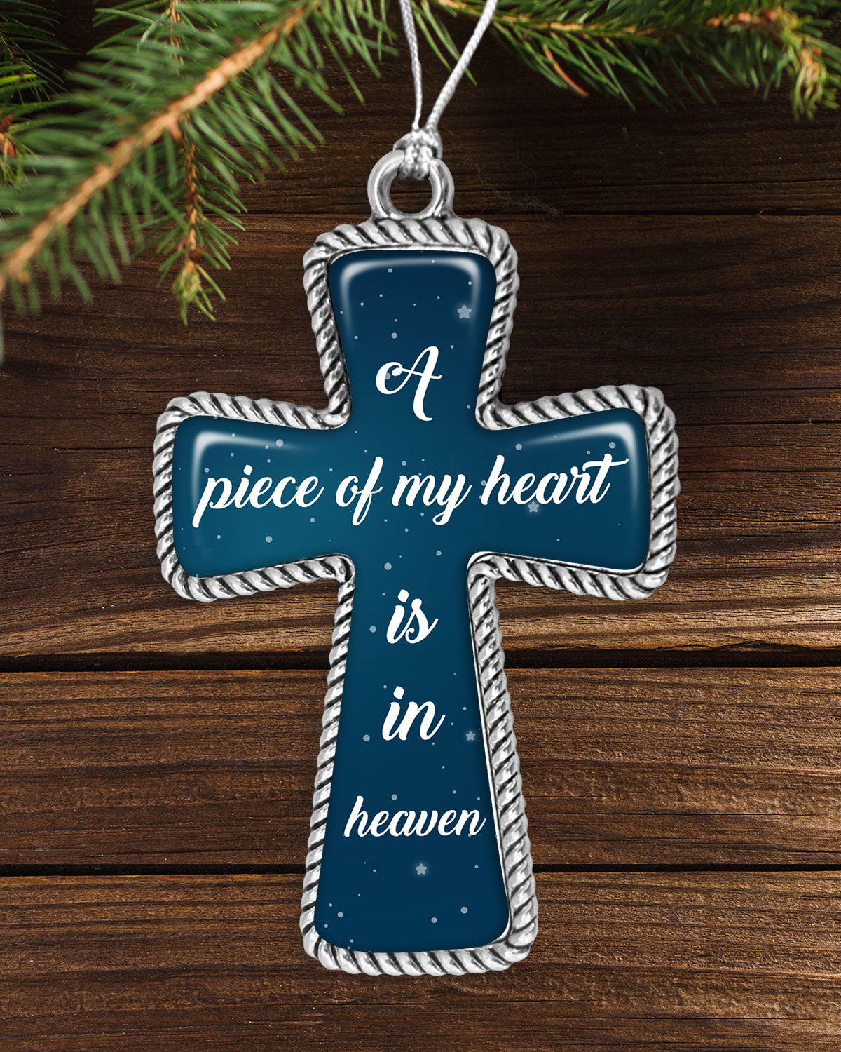 A Piece Of My Heart Is In Heaven Night Sky Cross Ornament