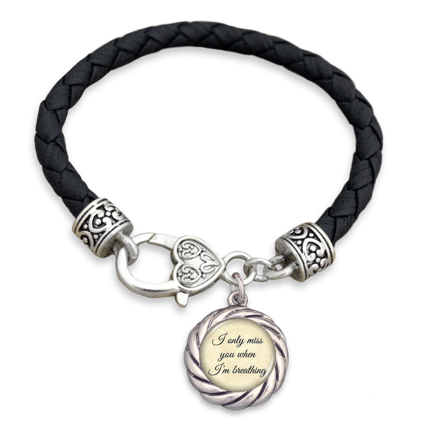 I Only Miss You When I'm Breathing Leather Toggle Bracelet