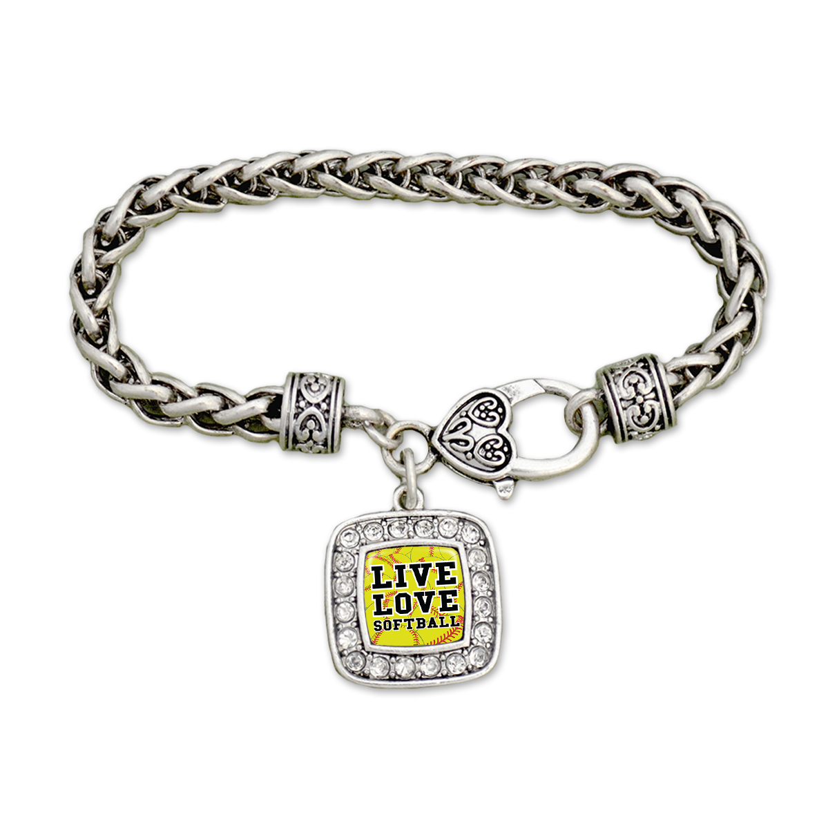Live Love Softball Crystal Clamp Bracelet