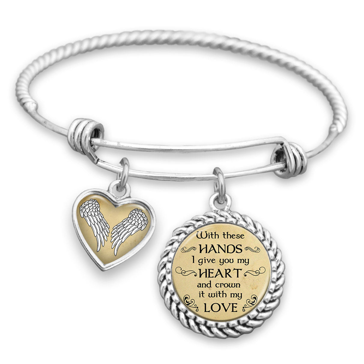 With These Hands I Give You My Heart Charm Bracelet