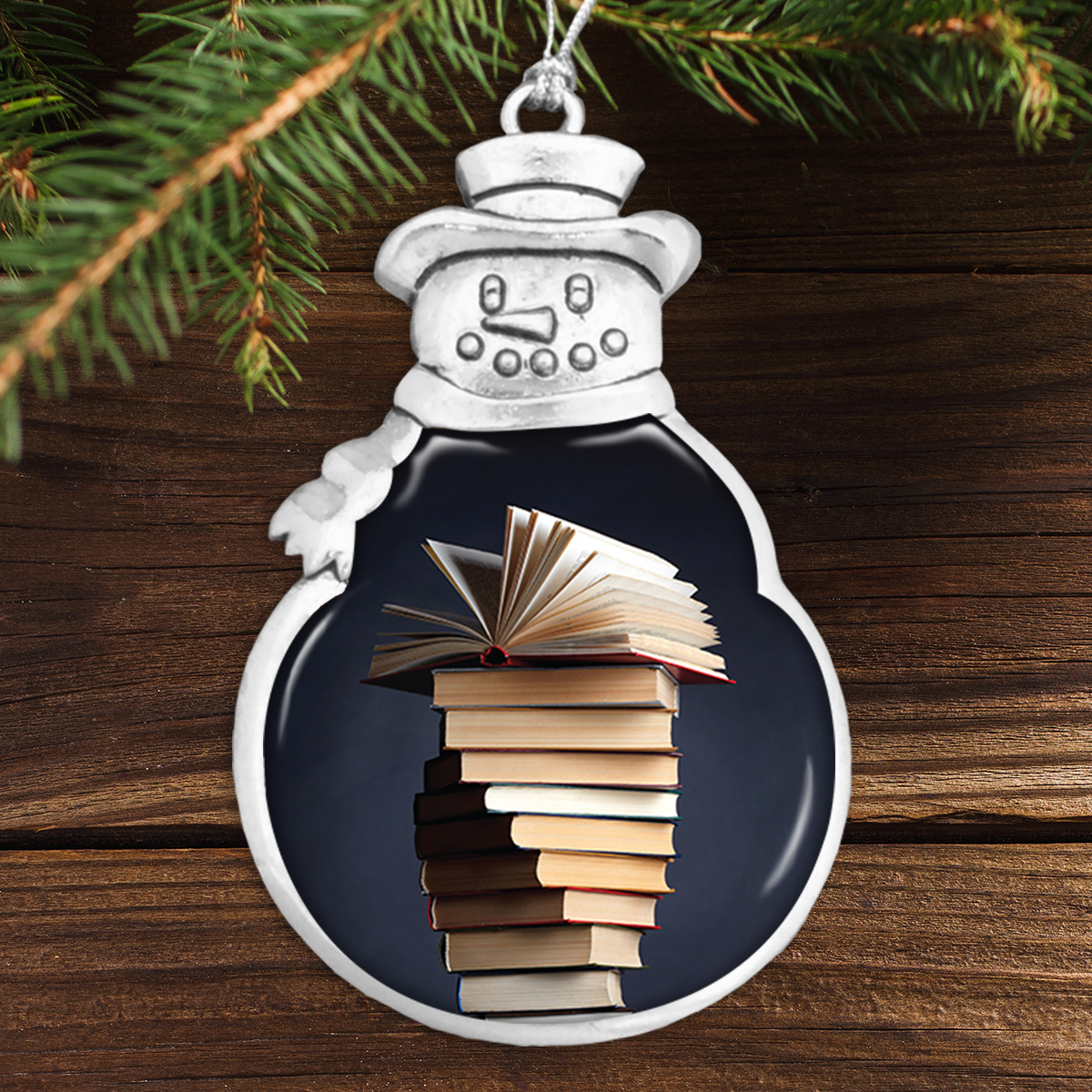 Book Stack Snowman Ornament