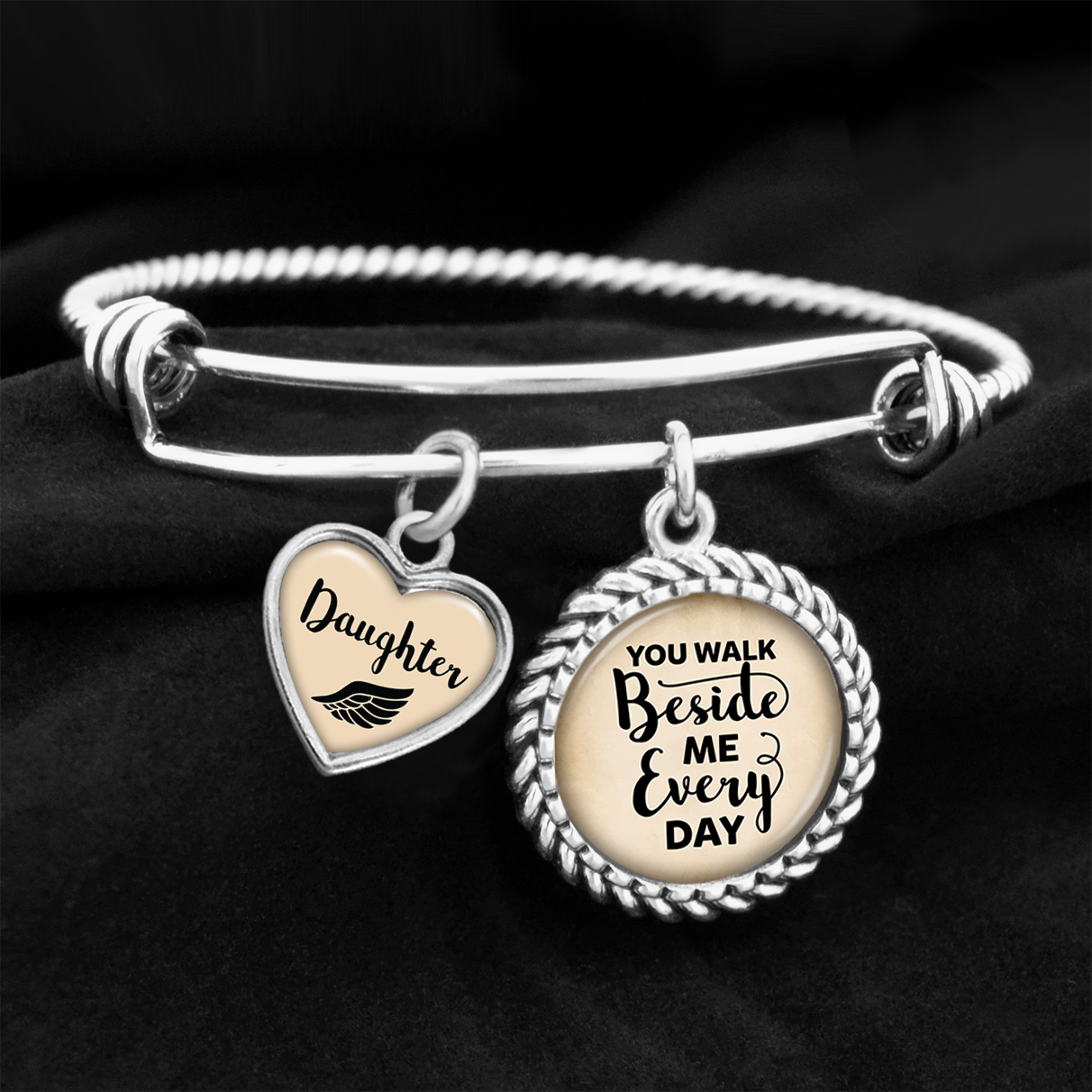 Daughter You Walk Beside Me Every Day Charm Bracelet