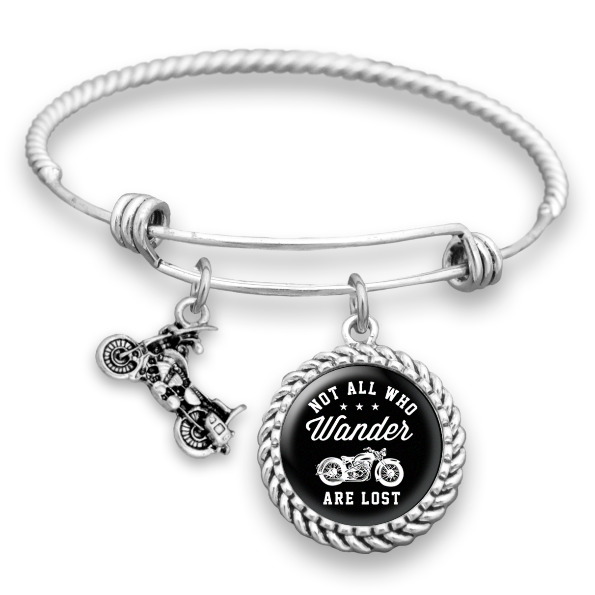 Not All Who Wander Are Lost Motorcycle Charm Bracelet