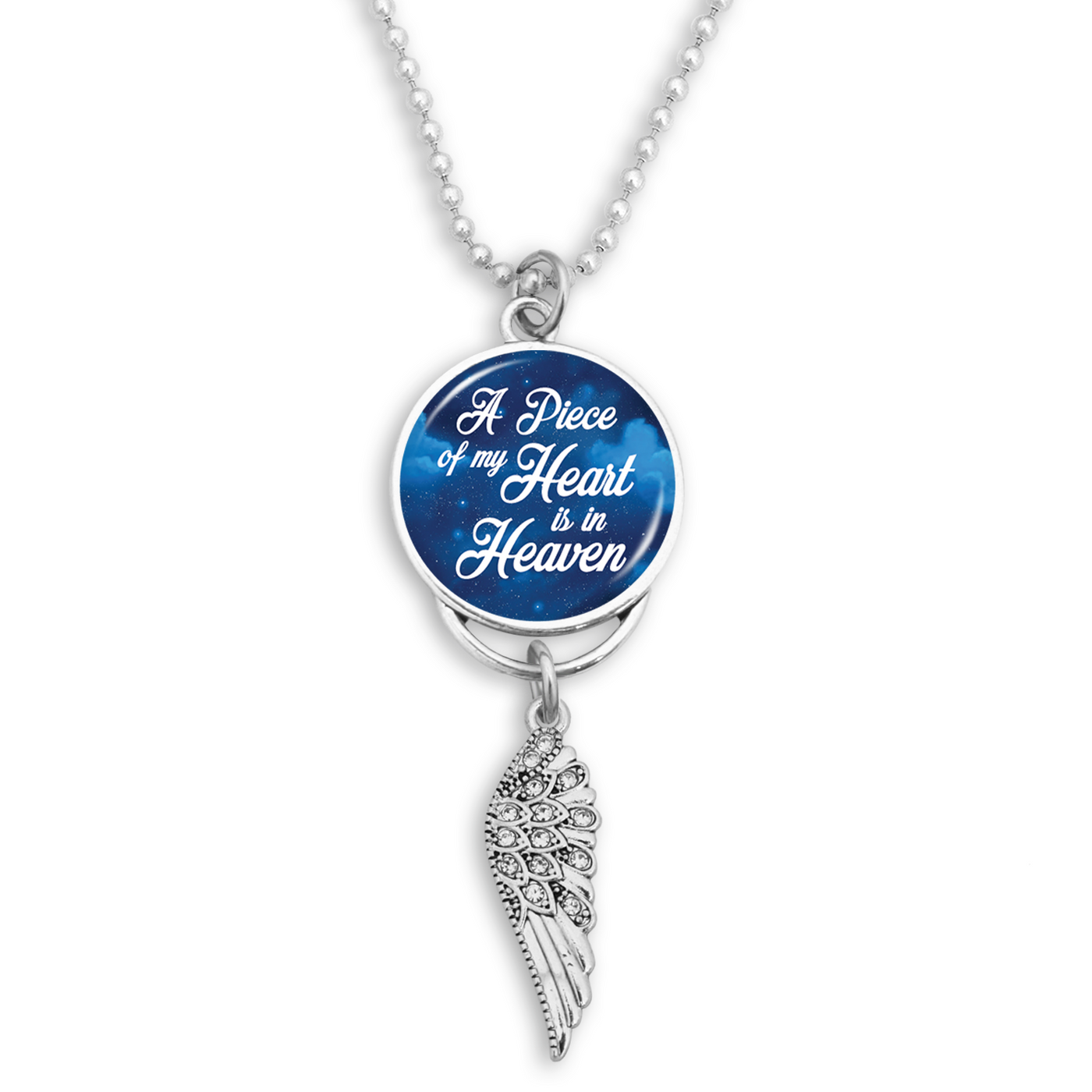 A Piece Of My Heart Is In Heaven Starry Sky Crystal Wing Rearview Mirror Charm