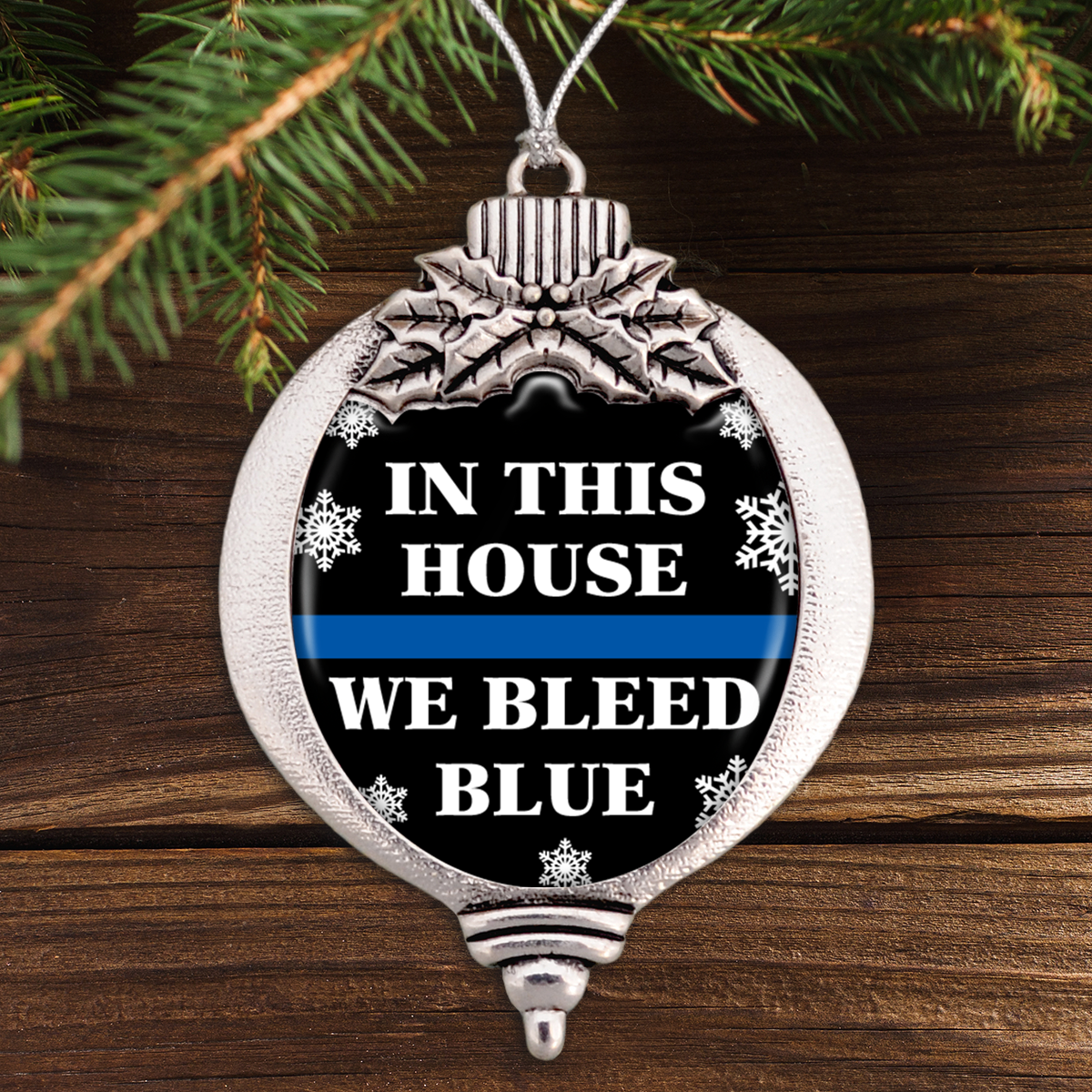 In This House We Bleed Blue Bulb Ornament