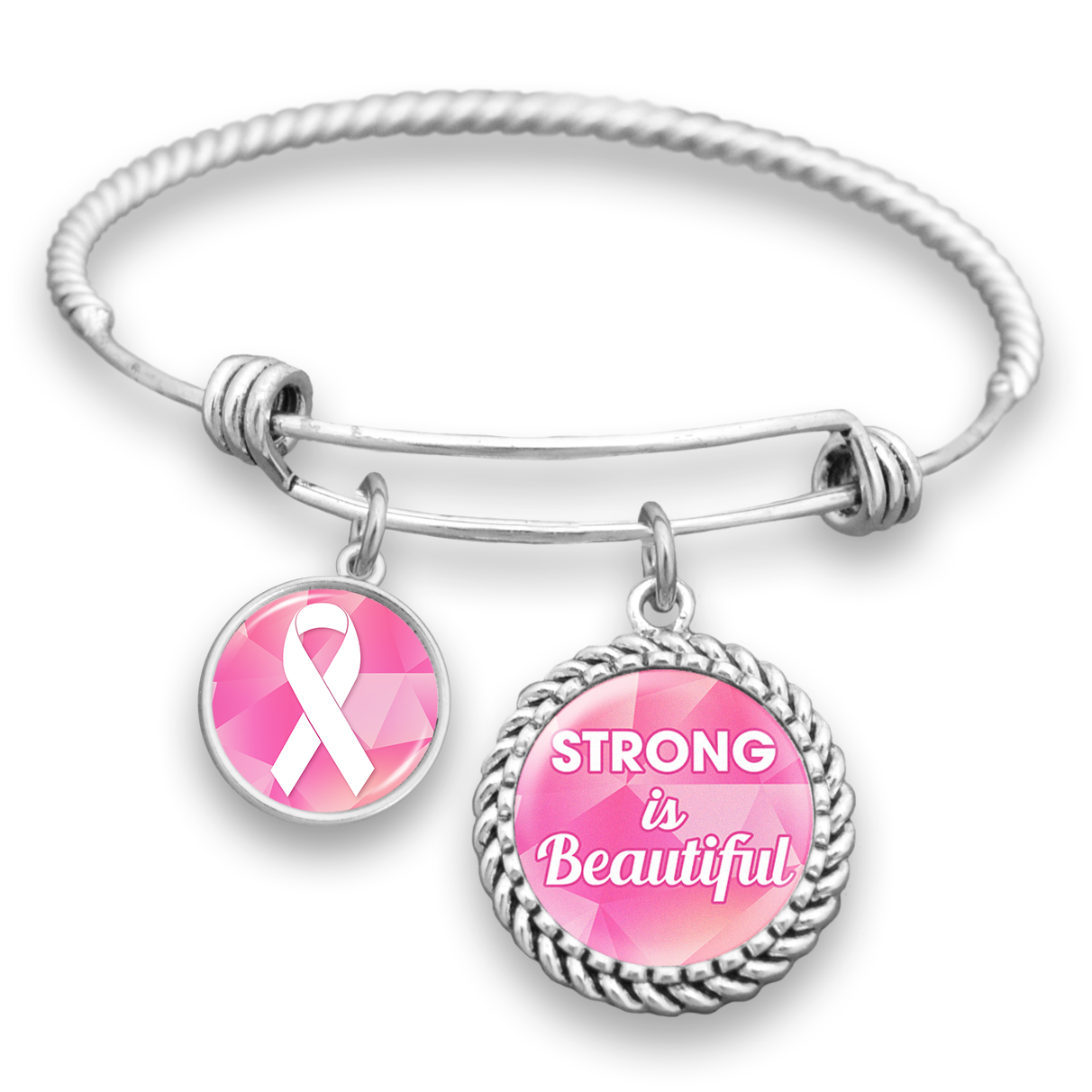 Strong Is Beautiful Breast Cancer Charm Bracelet