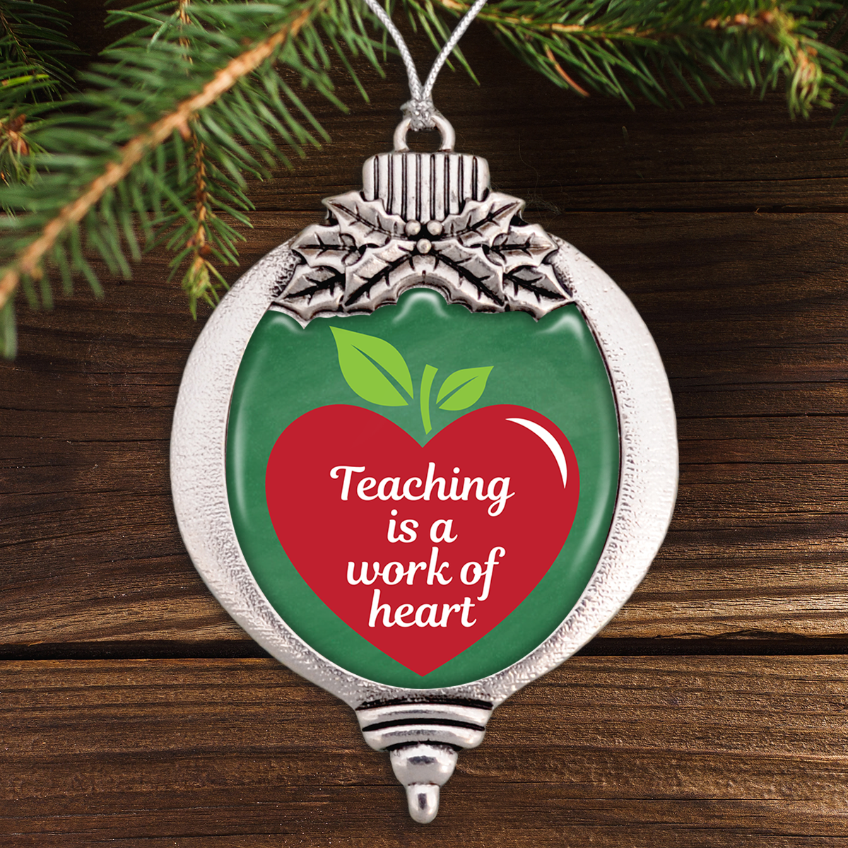 Teaching Is A Work Of Heart Bulb Ornament