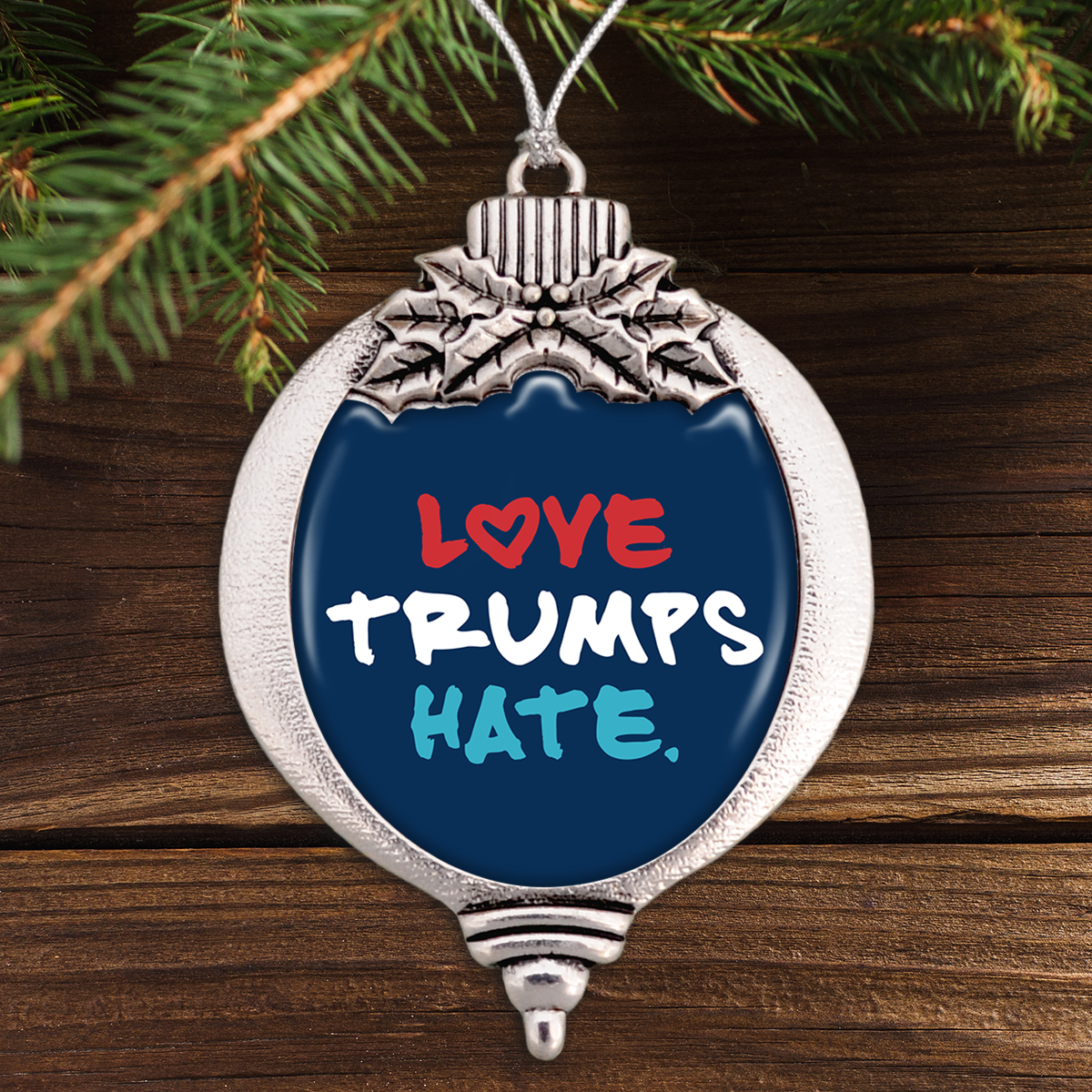 Love Trumps Hate Bulb Ornament