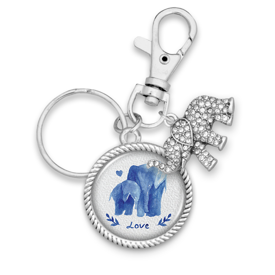 Watercolor Elephants Charm Key Chain