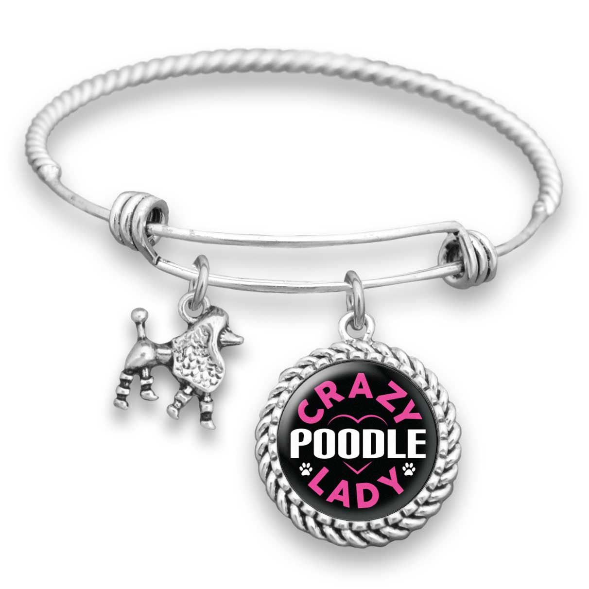 Crazy Poodle Lady Funny Charm Bracelet