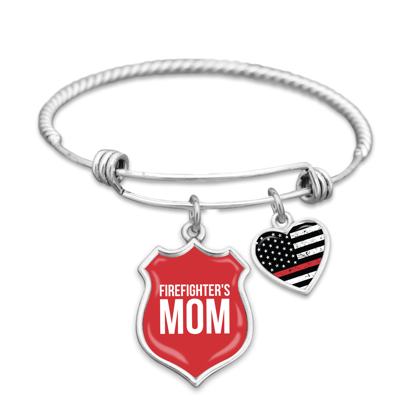 Firefighter's Mom Thin Red Line Charm Bracelet