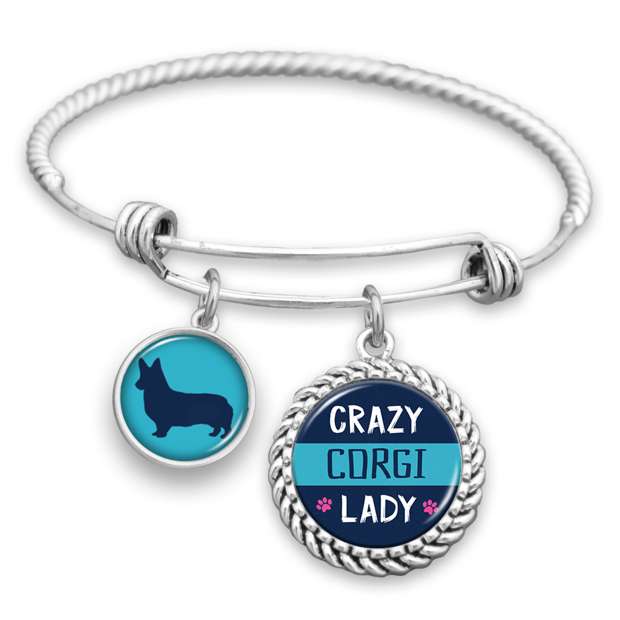 Crazy Corgi Lady Charm Bracelet