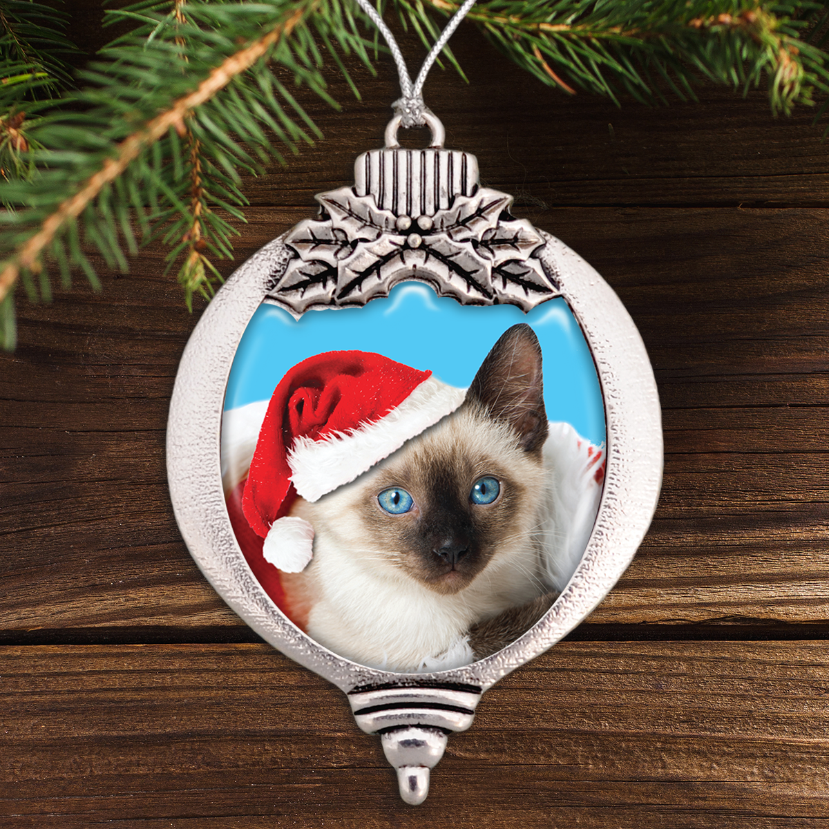 Christmas Siamese Kitty Bulb Ornament