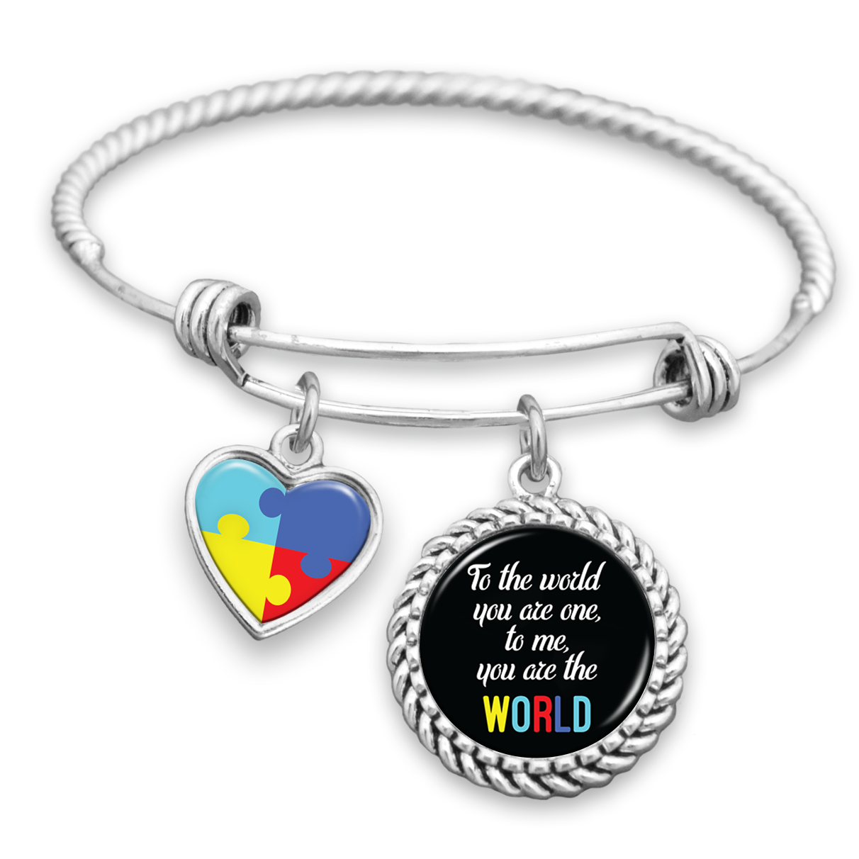 To Me You Are The World Autism Awareness Charm Bracelet