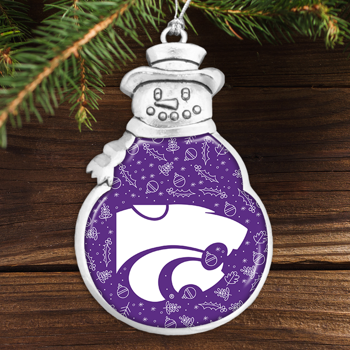 Kansas State Wildcats Holiday Snowman Ornament