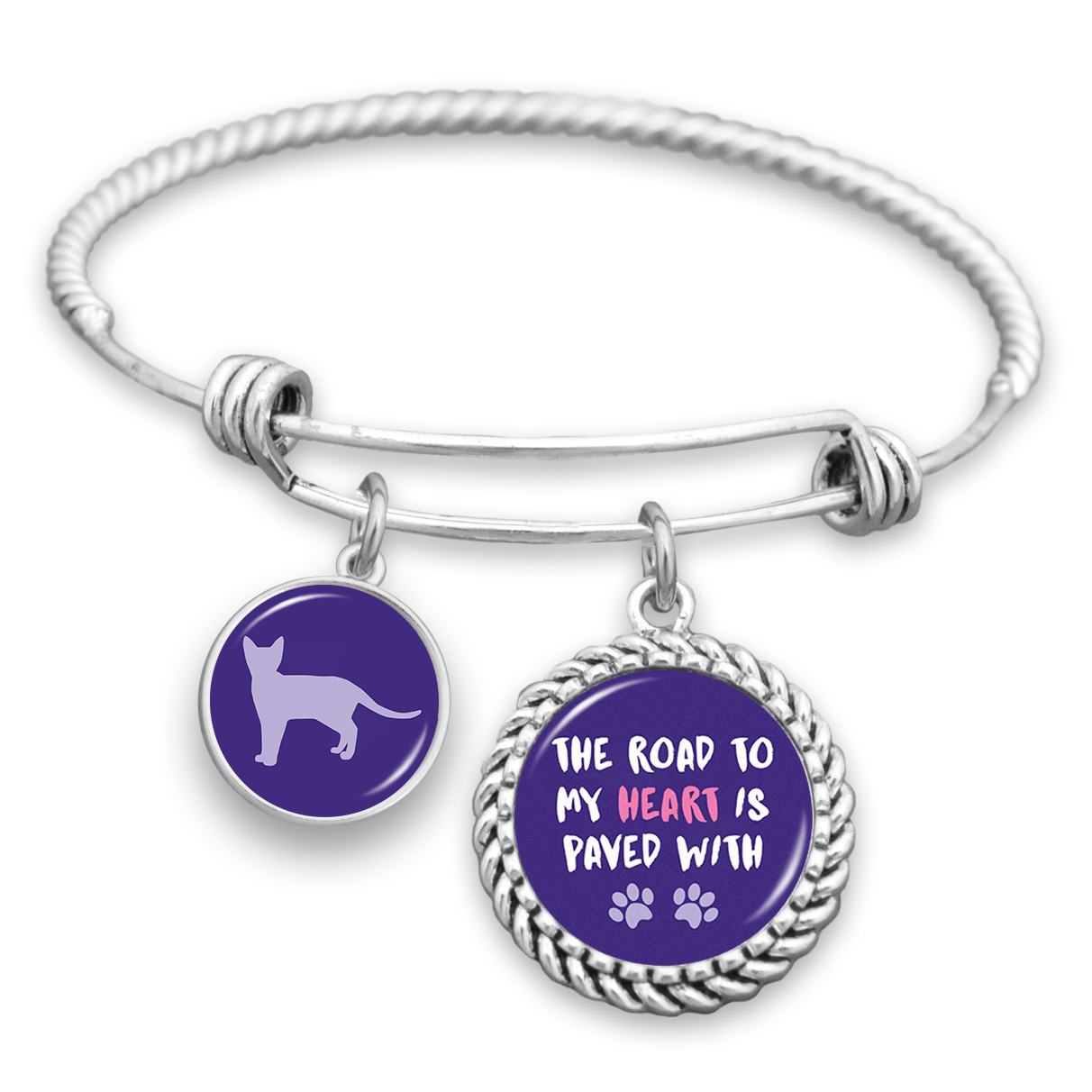 Cat The Road To My Heart Is Paved With Paws Charm Bracelet