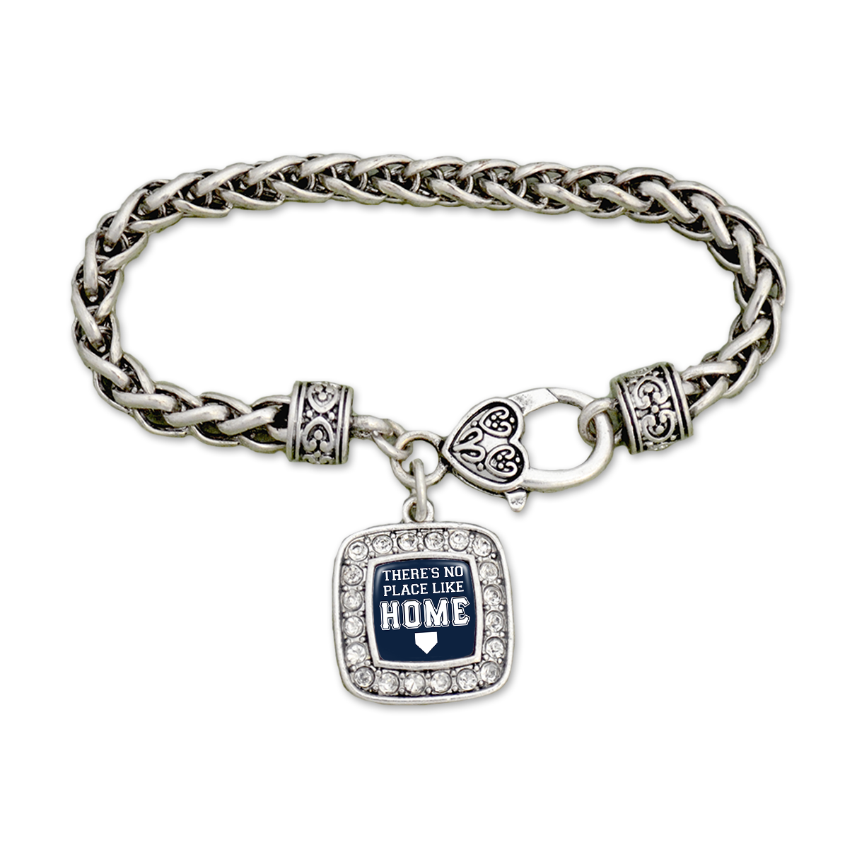 Baseball There's No Place Like Home Silver Braided Bracelet