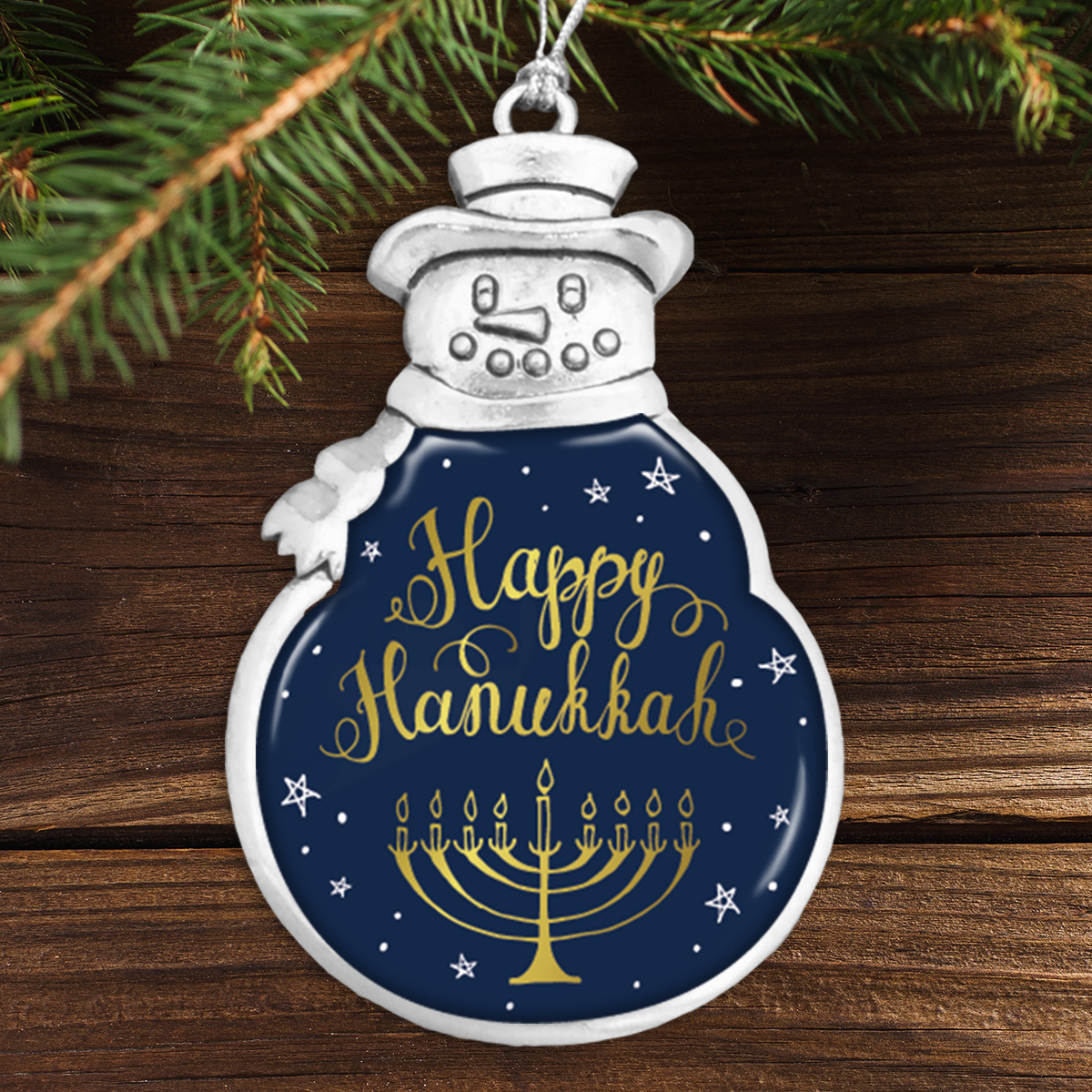 Happy Hanukkah Snowman Ornament
