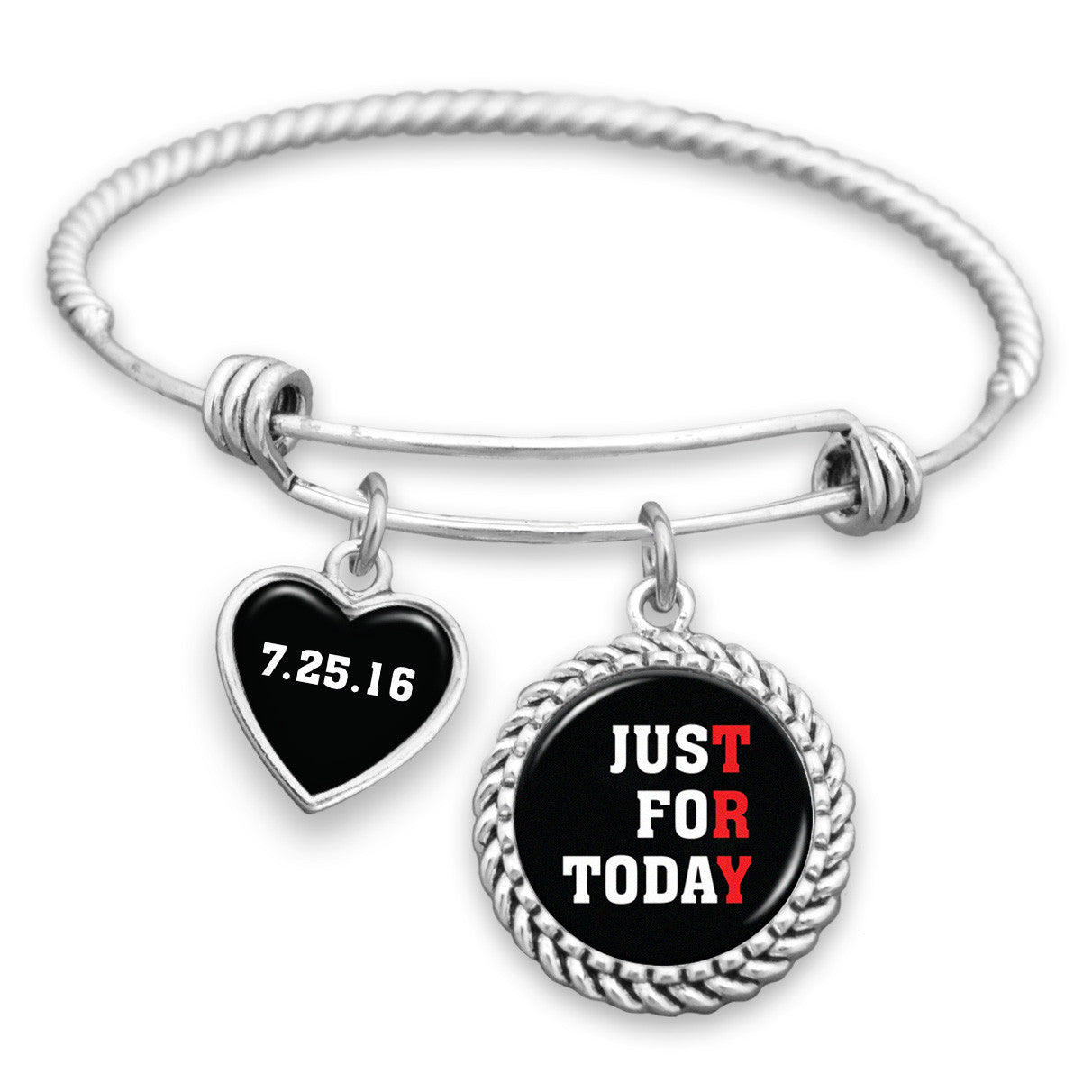 Just For Today Personalized Sobriety Date Charm Bracelet