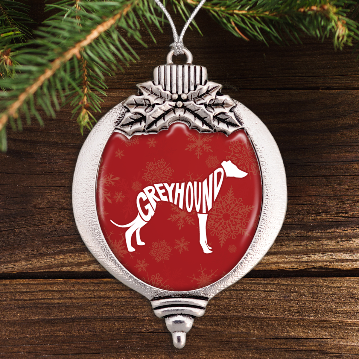 Typographic Greyhound Bulb Ornament