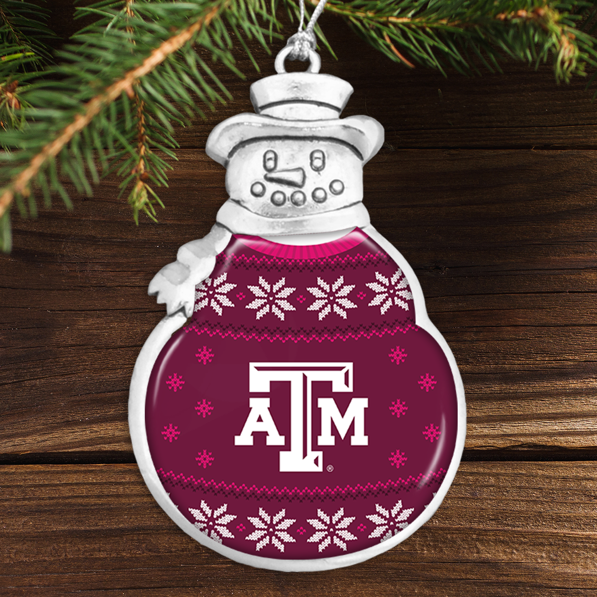 Texas A&M Aggies Holiday Sweater Snowman Ornament