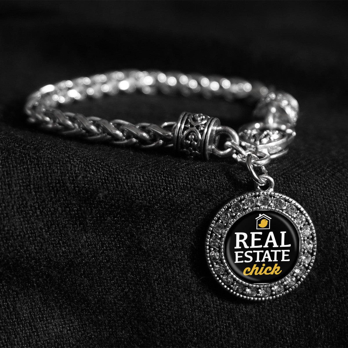 Real Estate Chick Silver Braided Clasp Bracelet