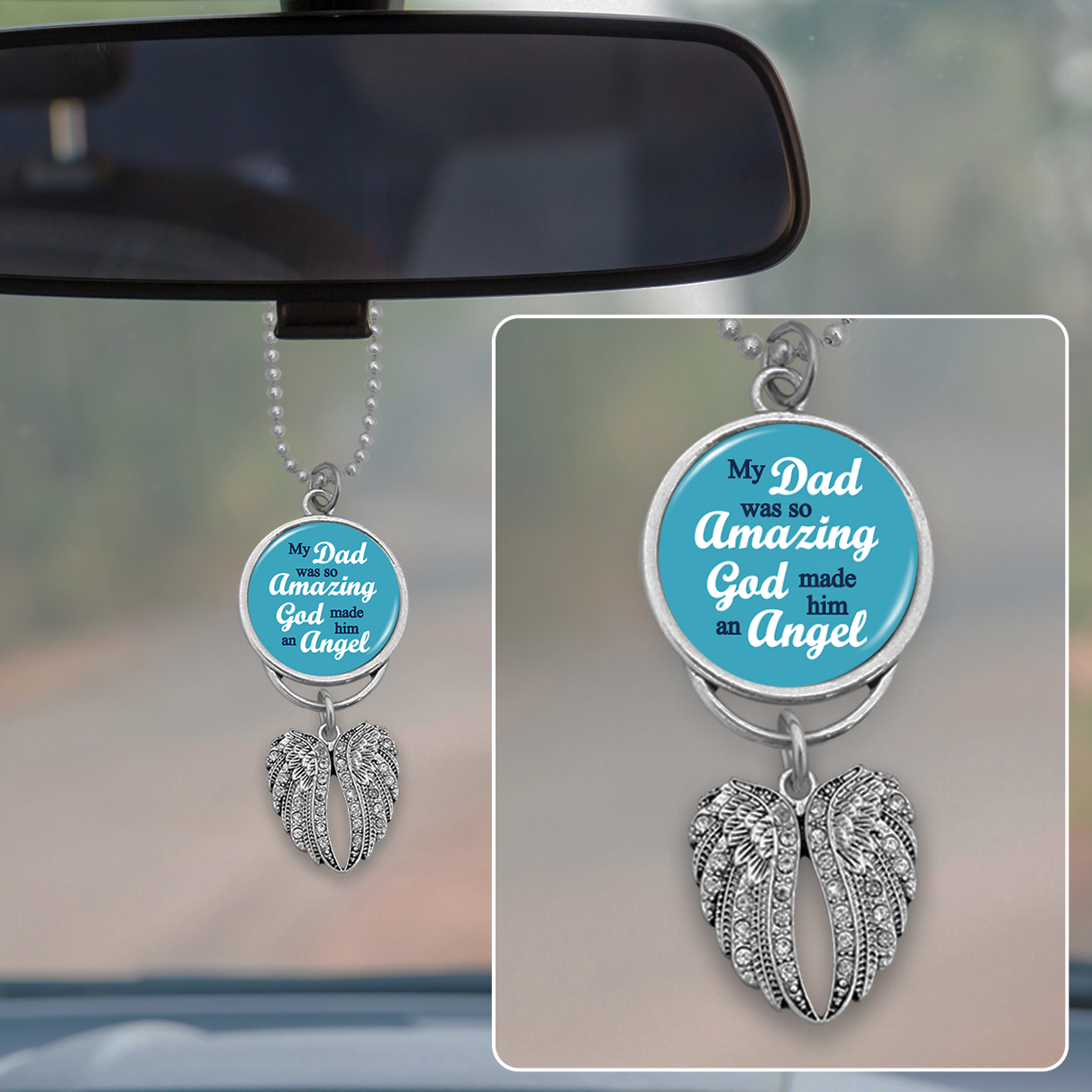 So Amazing Dad Angel Wings Rearview Mirror Charm