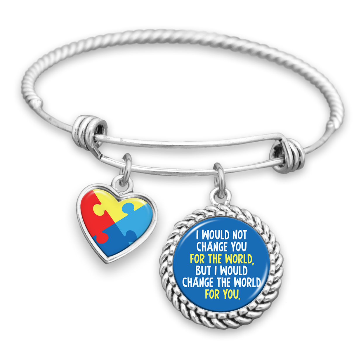 Change The World For You Autism Awareness Charm Bracelet