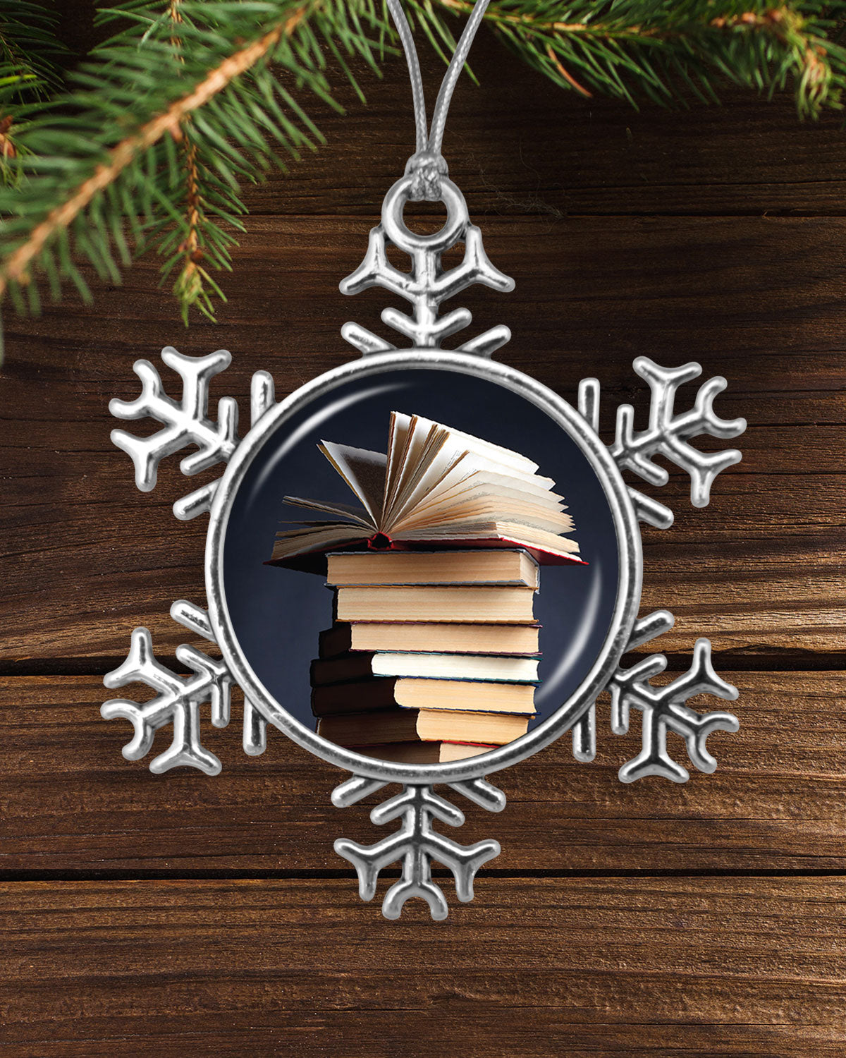 Book Stack Snowflake Ornament