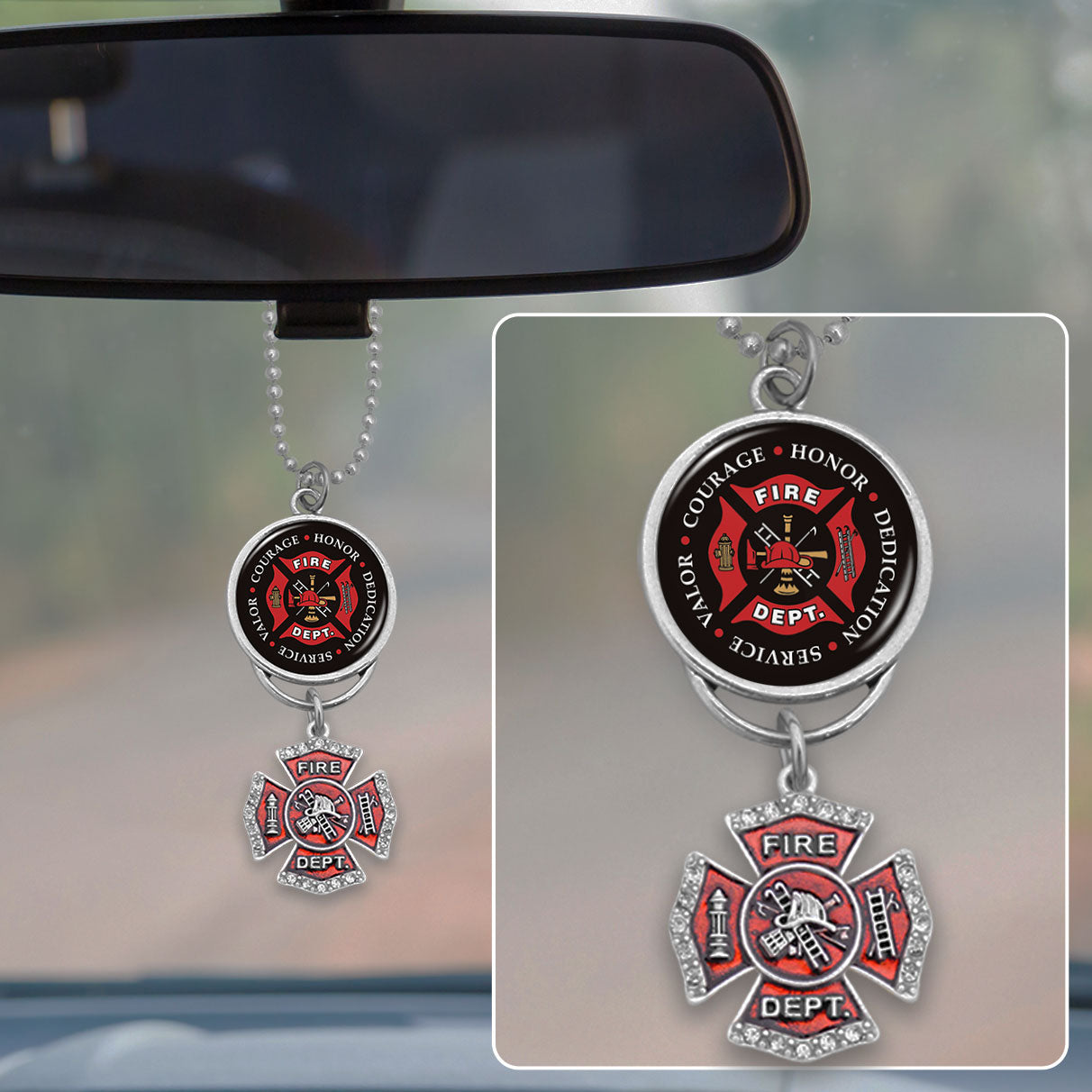 Firefighter Seal Of Honor Rearview Mirror Charm