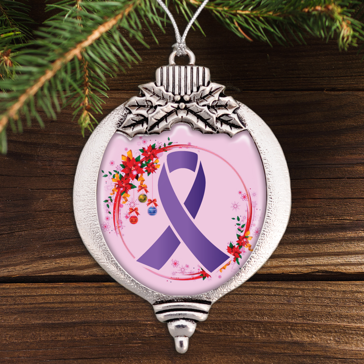 Alzheimer's Awareness Ribbon Bulb Ornament