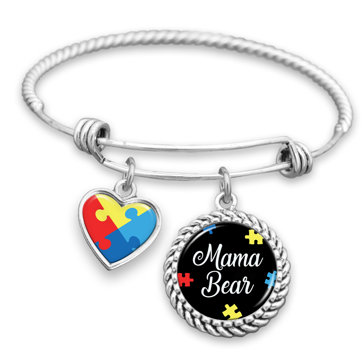Mama Bear Autism Awareness Charm Bracelet