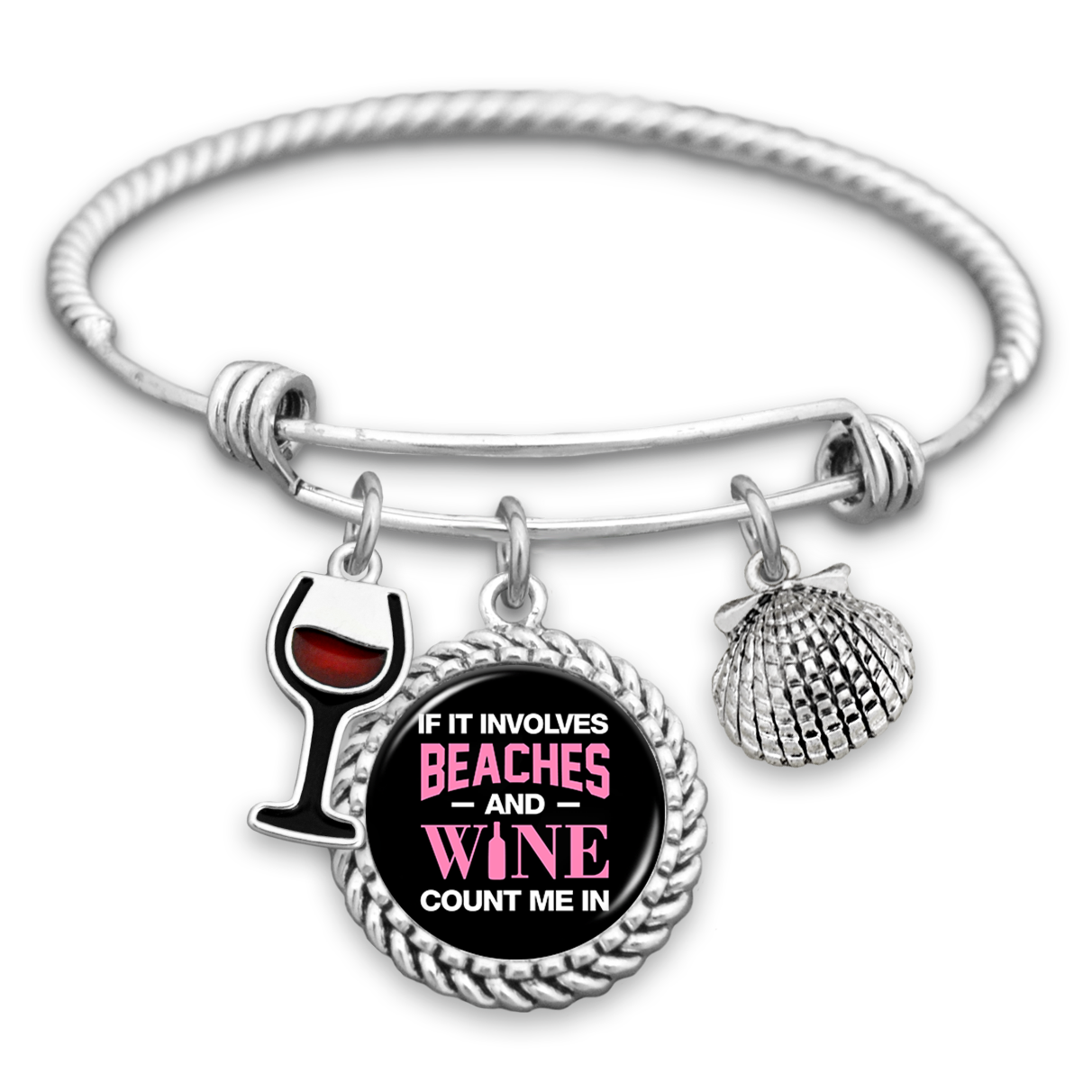 If It Involves Beaches And Wine, Count Me In Charm Bracelet