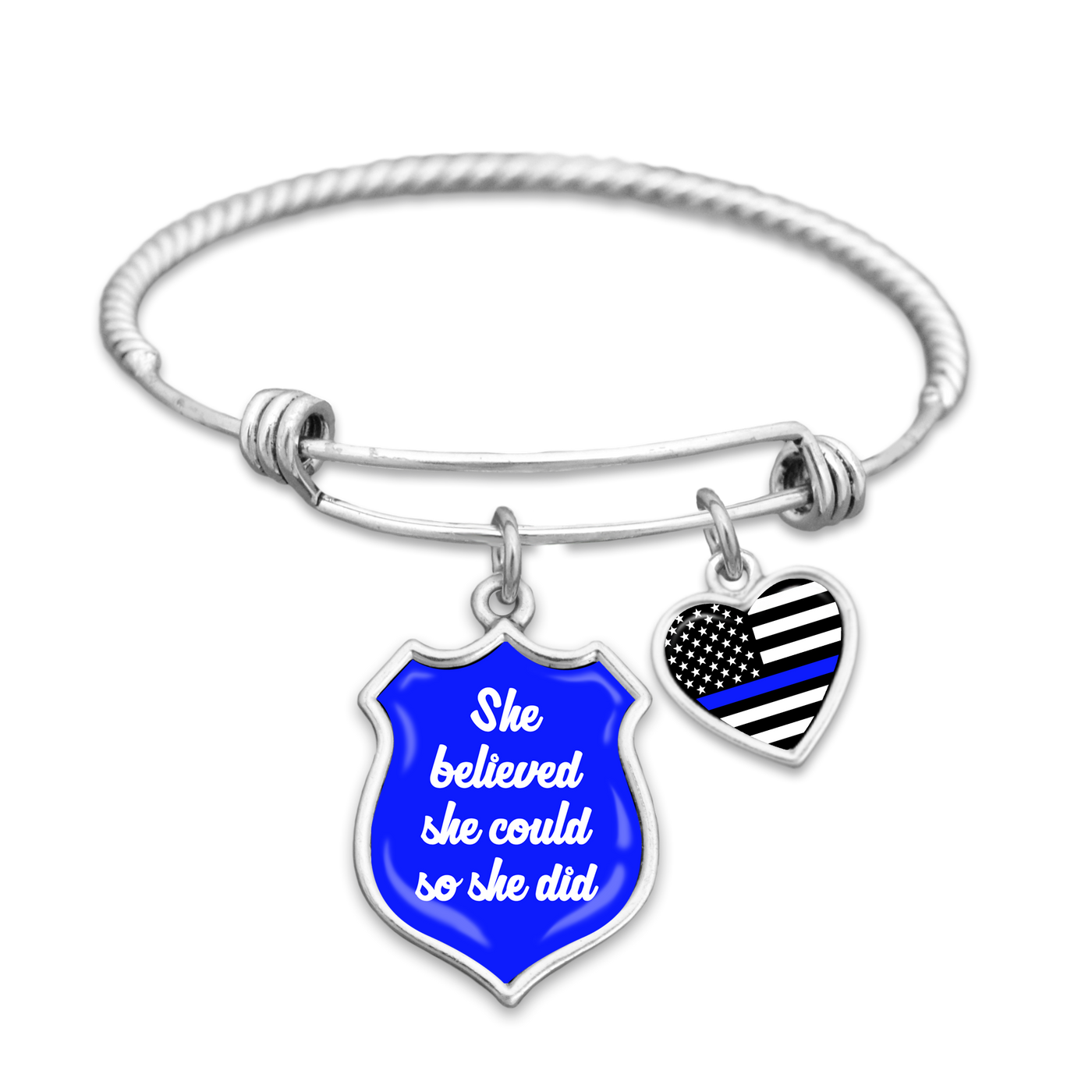 Thin Blue Line She Believed She Could So She Did Charm Bracelet