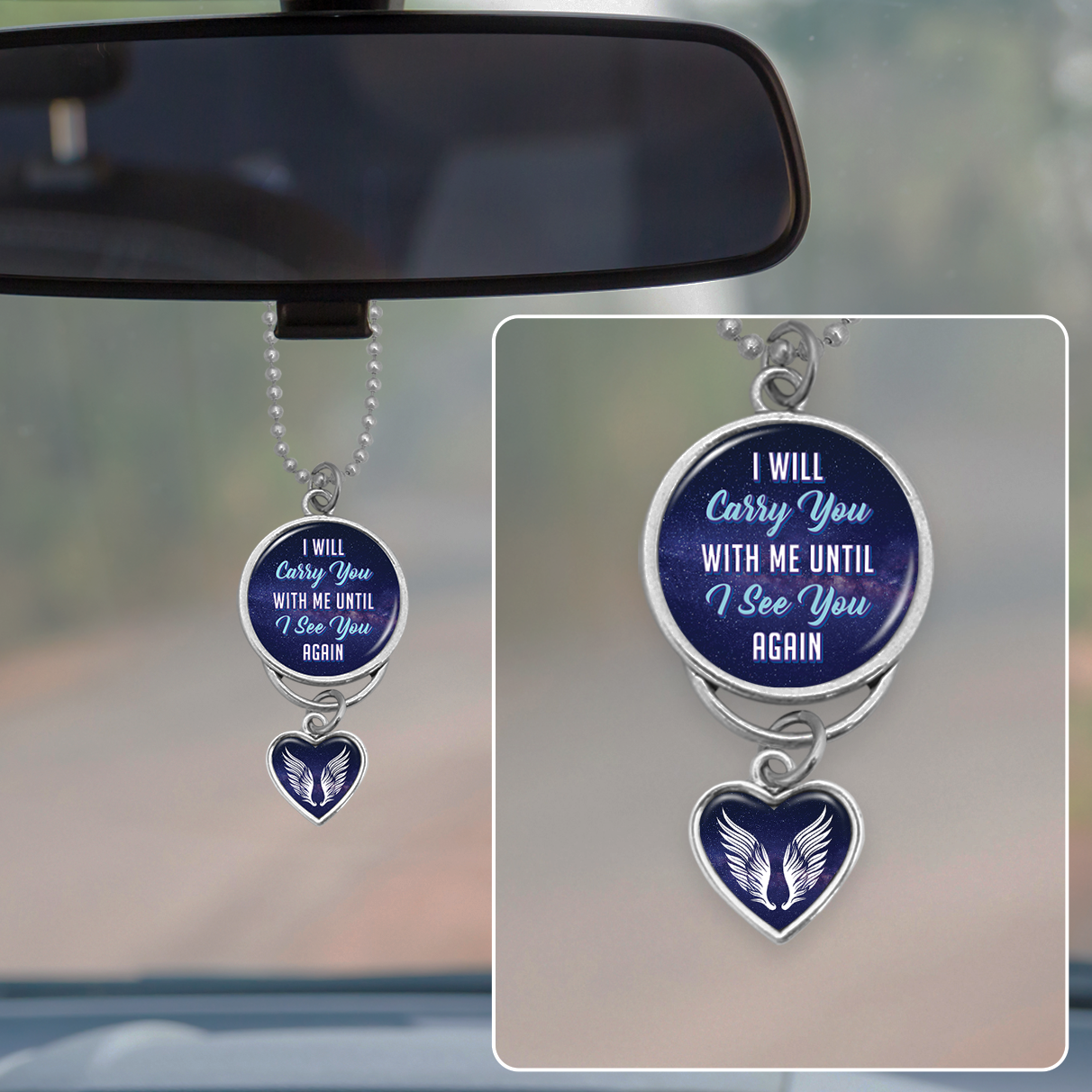 Carry You With Me Dark Sky Rearview Mirror Charm