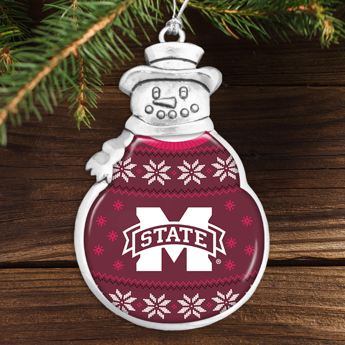 Mississippi State Bulldogs Holiday Sweater Snowman Ornament