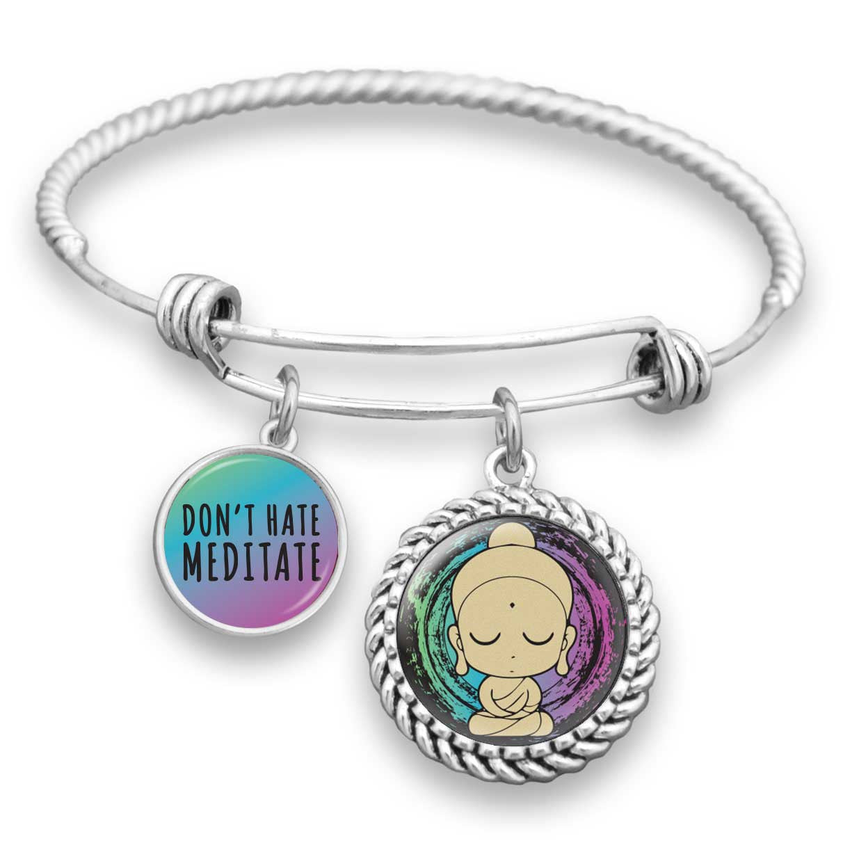 Don't Hate Meditate Buddha Charm Bracelet