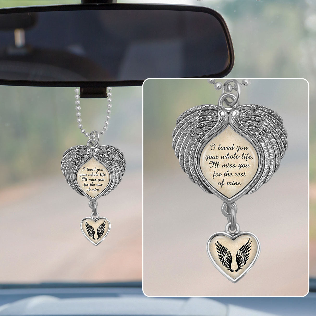Loved You Whole Life Wings Rearview Mirror Charm
