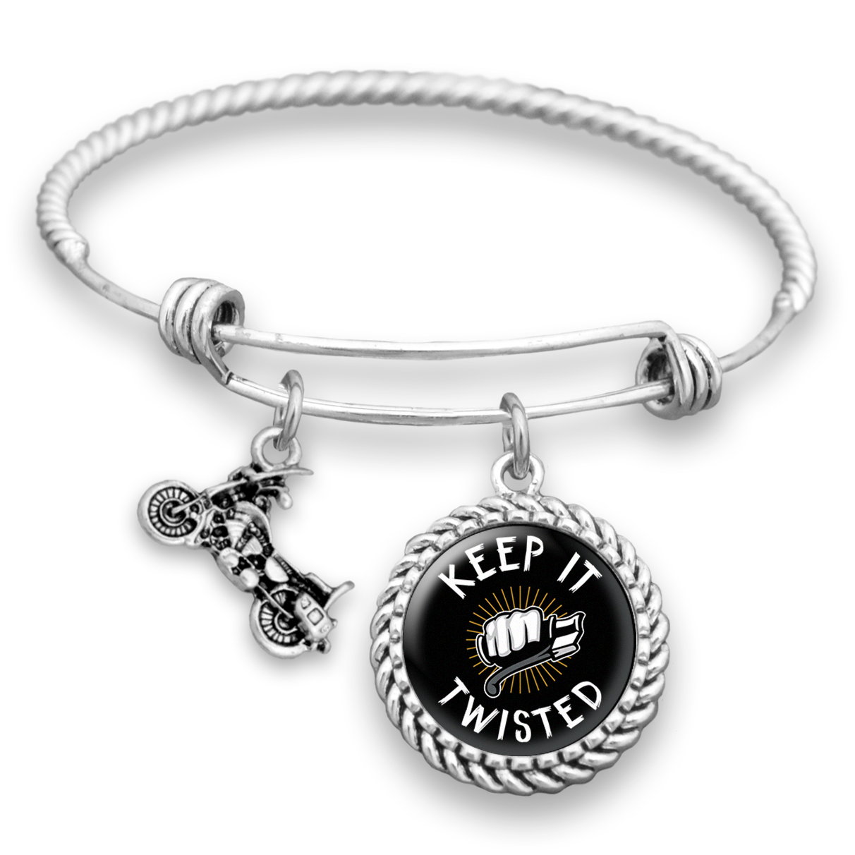 Keep It Twisted Motorcycle Charm Bracelet