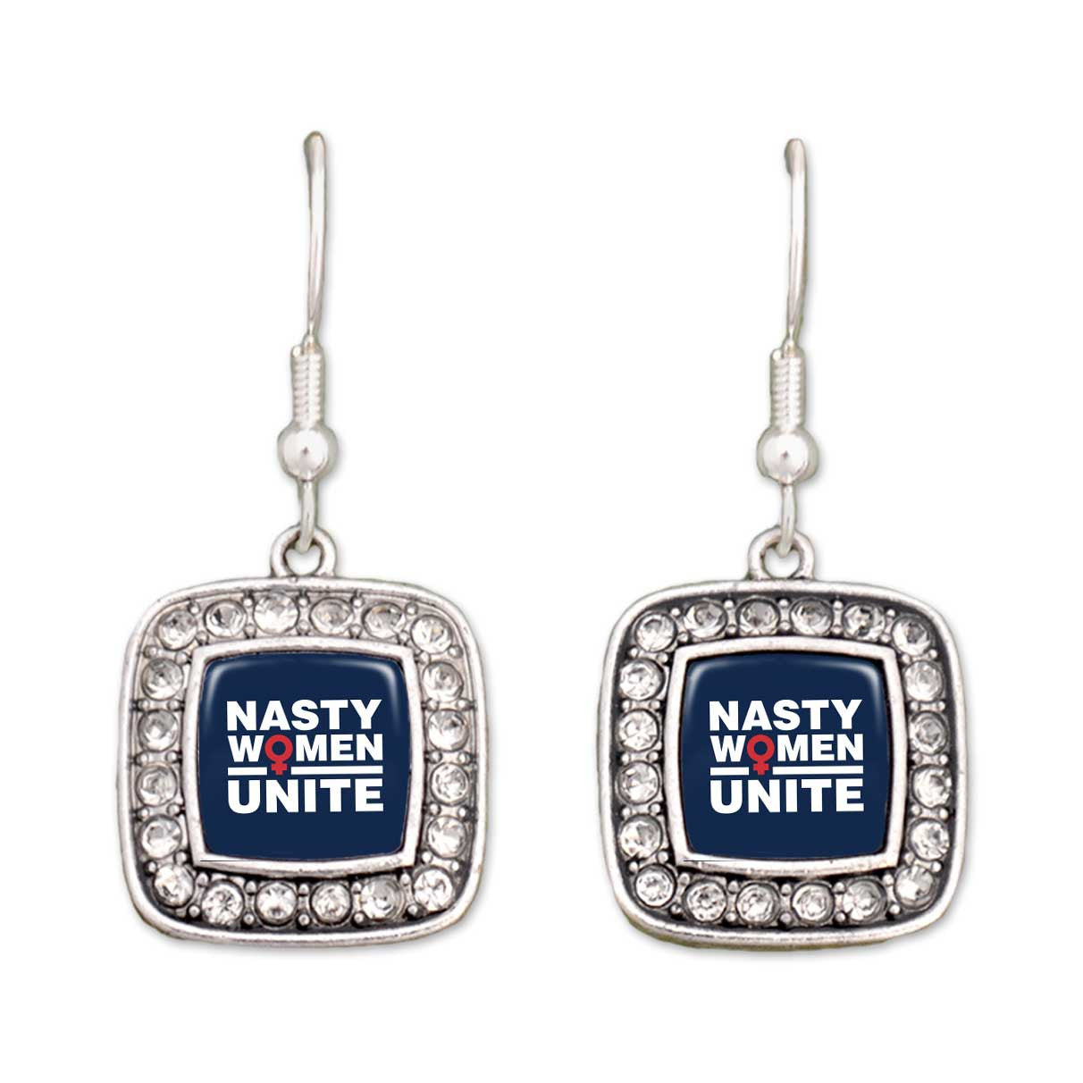 "Nasty Women Unite" Crystal Square Earrings