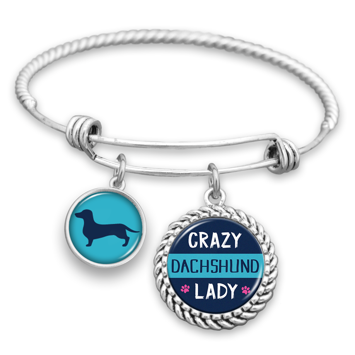 Crazy Dachshund Lady Charm Bracelet