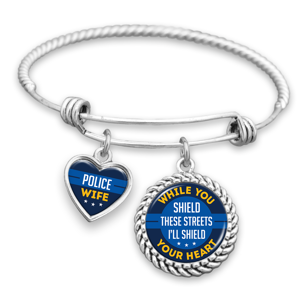 I'll Shield You Heart Police Wife Charm Bracelet