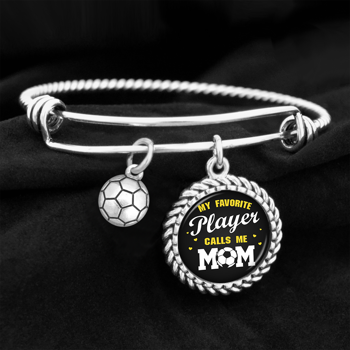 My Fav Player Calls Me Mom Soccer Charm Bracelet