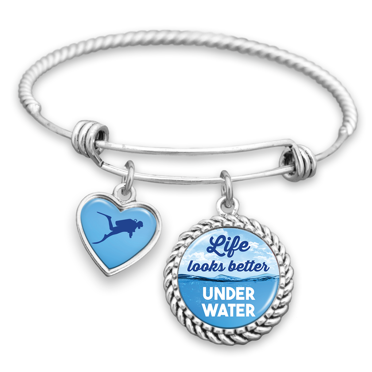 Life Looks Better Under Water Scuba Charm Bracelet
