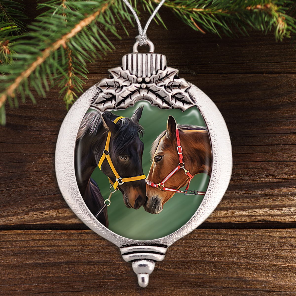 Nuzzling Horses Bulb Ornament