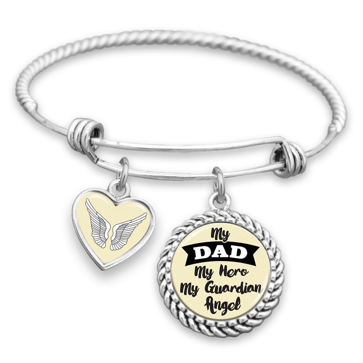 My Dad, My Hero, My Guardian Angel Charm Bracelet