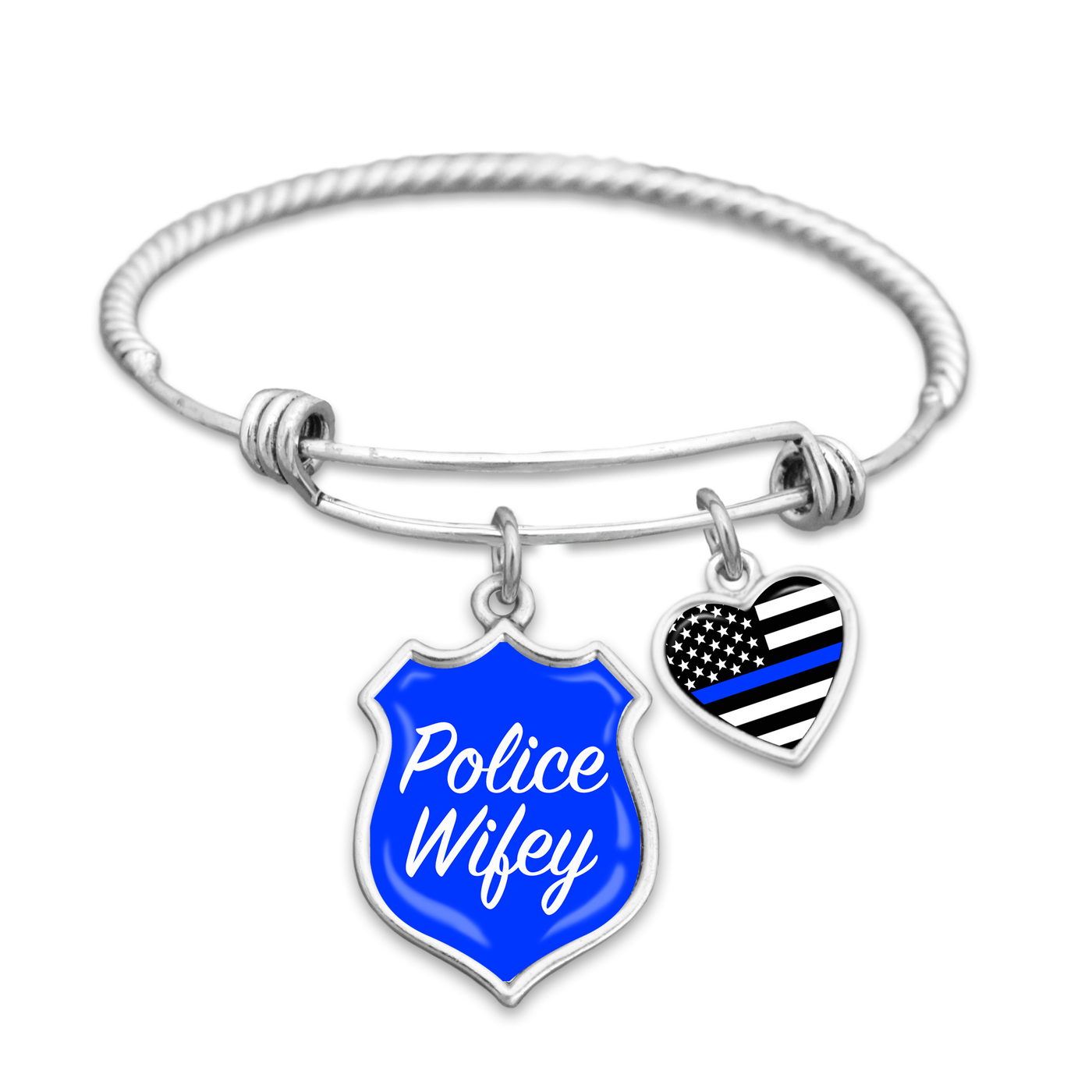 Thin Blue Line Police Wifey Charm Bracelet