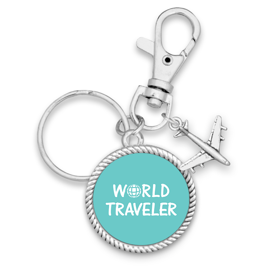 World Traveler Airplane Charm Key Chain