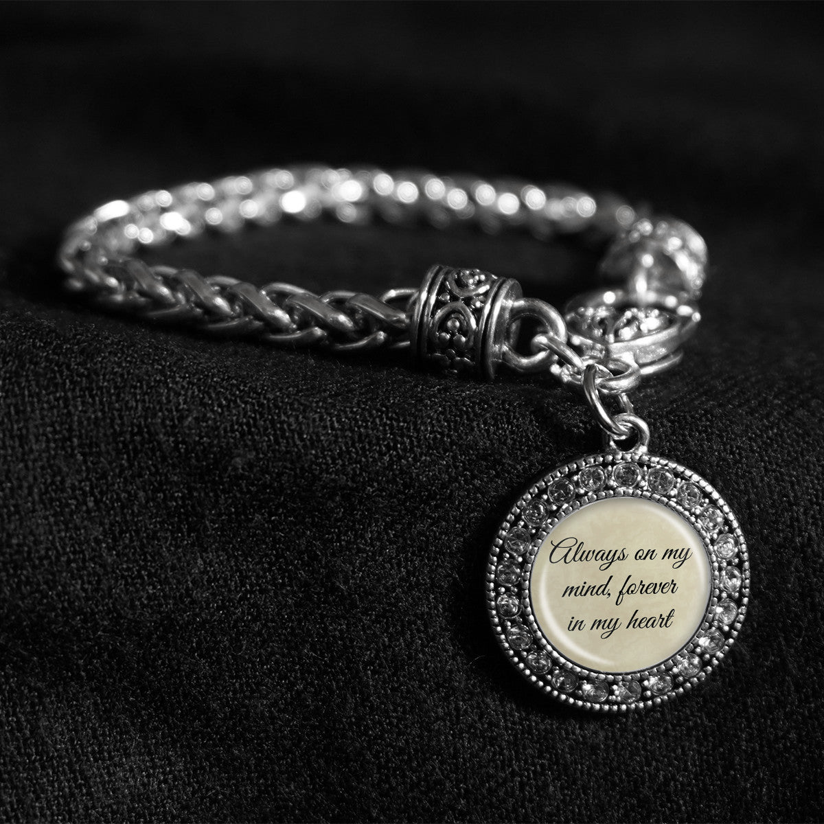 Always On My Mind, Forever In My Heart Silver Braided Clasp Bracelet